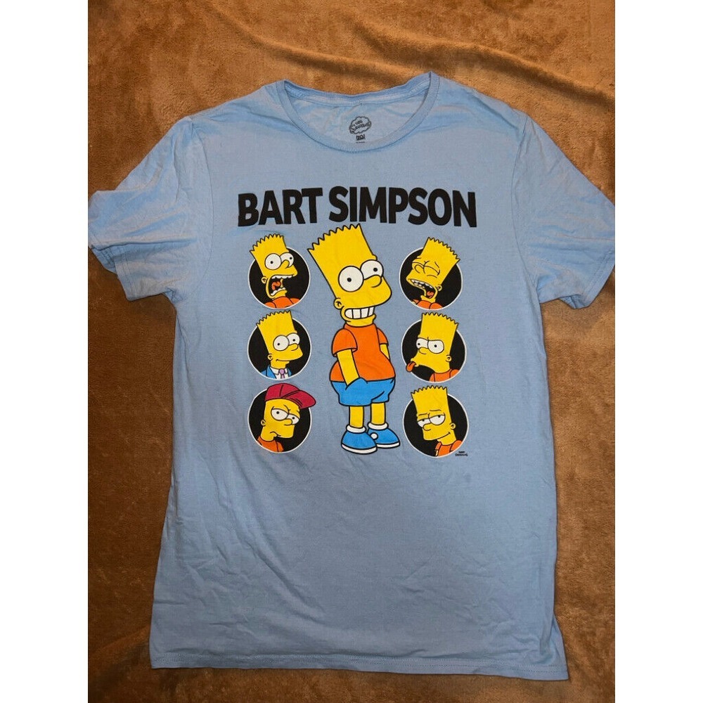 The Simpson Adult Medium Blue Bart Springfield Television Show Board Graphic Tee